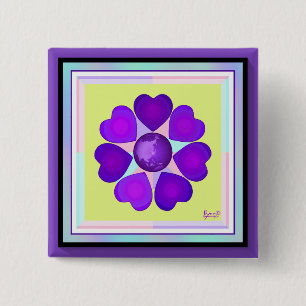 Pastellfarben & lila Herzen schlagen Button