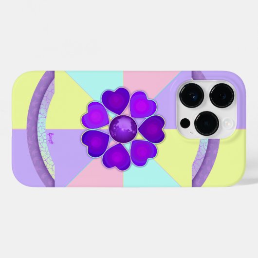 Pastellfarben & lila Herzen schlagen Case-Mate iPhone Hülle (Rückseite (Horizontal))