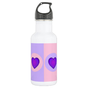 Pastellfarben & lila Herzen schlagen Edelstahlflasche
