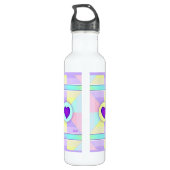 Pastellfarben & lila Herzen schlagen Edelstahlflasche (Rückseite)