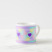 Pastellfarben & lila Herzen schlagen Espressotasse (Vorderseite Rechts)