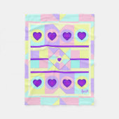 Pastellfarben & lila Herzen schlagen Fleecedecke (Vorderseite)