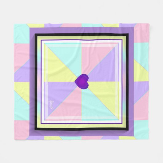 Pastellfarben & lila Herzen schlagen Fleecedecke (Vorderseite (Horizontal))