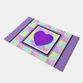 Pastellfarben & lila Herzen schlagen Fußmatte (Schrägansicht)