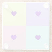 Pastellfarben & lila Herzen schlagen Glasuntersetzer (Rückseite)