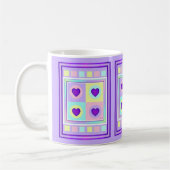 Pastellfarben & lila Herzen schlagen Kaffeetasse (Links)