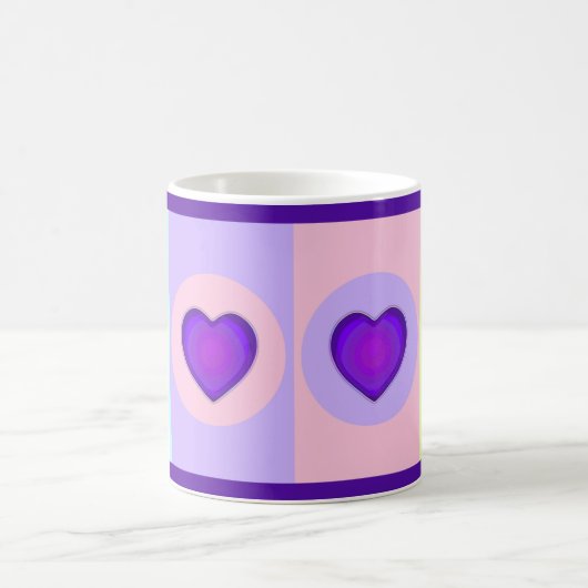 Pastellfarben & lila Herzen schlagen Kaffeetasse (Mittel)