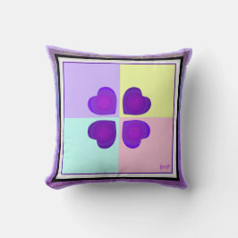 Pastellfarben & lila Herzen schlagen Kissen