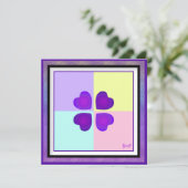 Pastellfarben & lila Herzen schlagen leere Karte (Stehend Vorderseite)