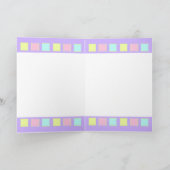 Pastellfarben & lila Herzen schlagen leere Karte (Innenseite)