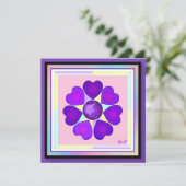 Pastellfarben & lila Herzen schlagen leere Karte (Stehend Vorderseite)