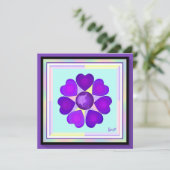 Pastellfarben & lila Herzen schlagen leere Karte (Stehend Vorderseite)