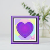 Pastellfarben & lila Herzen schlagen leere Karte (Stehend Vorderseite)