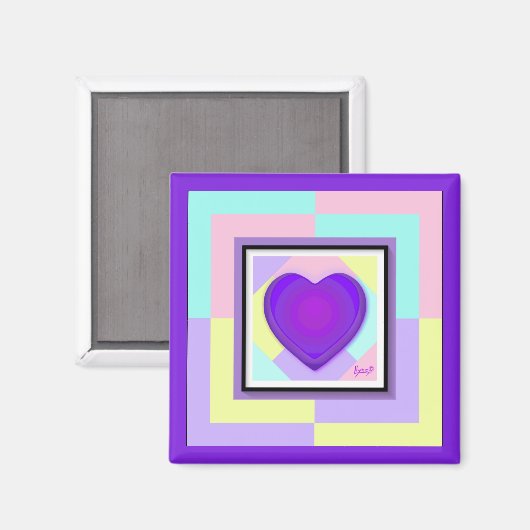 Pastellfarben & lila Herzen schlagen Magnet (Vorderseite/Rückseite)