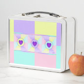 Pastellfarben & lila Herzen schlagen Metall Brotdose (Beispiel)
