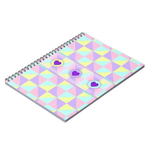 Pastellfarben & lila Herzen schlagen Notizblock (Linke Seite)