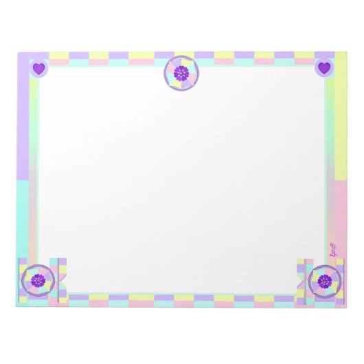 Pastellfarben & lila Herzen schlagen Notizblock (Vorderseite)