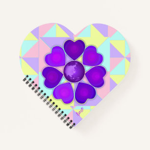 Pastellfarben & lila Herzen schlagen Notizblock
