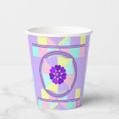 Pastellfarben & lila Herzen schlagen Pappbecher (Vorderseite)