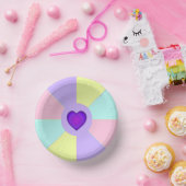 Pastellfarben & lila Herzen schlagen Pappteller (Party)