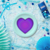 Pastellfarben & lila Herzen schlagen Pappteller (Party)