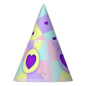Pastellfarben & lila Herzen schlagen Partyhütchen (Links)