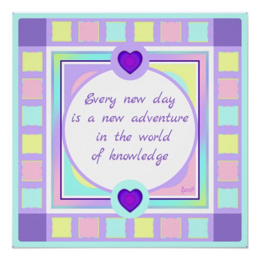 Pastellfarben & lila Herzen schlagen Poster (Vorderseite)