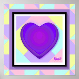 Pastellfarben & lila Herzen schlagen Poster