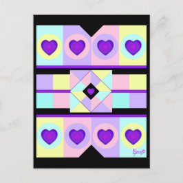 Pastellfarben & lila Herzen schlagen Postkarte