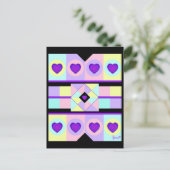 Pastellfarben & lila Herzen schlagen Postkarte (Stehend Vorderseite)