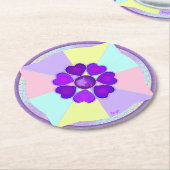 Pastellfarben & lila Herzen schlagen Runder Pappuntersetzer (Angewinkelt)