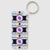 Pastellfarben & lila Herzen schlagen Schlüsselanhänger (Rückseite)