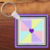Pastellfarben & lila Herzen schlagen Schlüsselanhänger (Vorderseite)