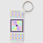 Pastellfarben & lila Herzen schlagen Schlüsselanhänger (Rückseite)