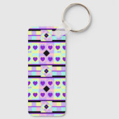 Pastellfarben & lila Herzen schlagen Schlüsselanhänger (Rückseite)