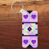 Pastellfarben & lila Herzen schlagen Schlüsselanhänger (Vorderseite)