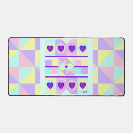 Pastellfarben & lila Herzen schlagen Schreibtischunterlage (Vorderseite)