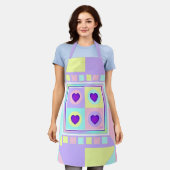 Pastellfarben & lila Herzen schlagen Schürze (Getragen)