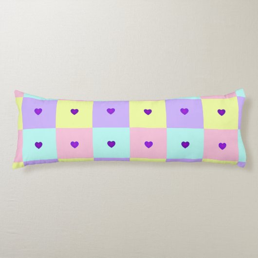Pastellfarben & lila Herzen schlagen Seitenschläferkissen (Vorderseite)