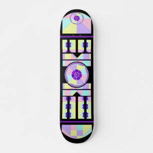 Pastellfarben & lila Herzen schlagen Skateboard