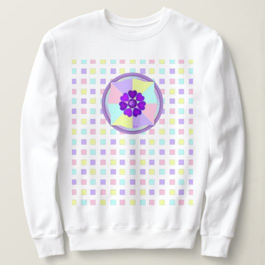Pastellfarben & lila Herzen schlagen Sweatshirt (Design vorne)