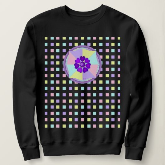 Pastellfarben & lila Herzen schlagen Sweatshirt (Design vorne)