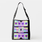 Pastellfarben & lila Herzen schlagen Tragetaschen Mit Langen Trägern (Rückseite)