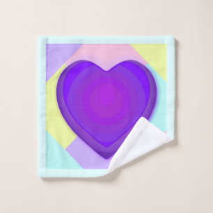 Pastellfarben & lila Herzen schlagen Waschlappen