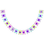 Pastellfarben & lila Herzen schlagen Wimpelkette (Alle)