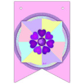 Pastellfarben & lila Herzen schlagen Wimpelkette (Erste Fahne)