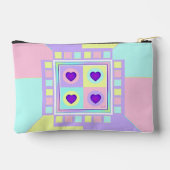 Pastellfarben & lila Herzen schlagen Zubehörtasche (Rückseite)