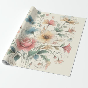 Pastellfarben mit Blumenmotiven Geschenkpapier