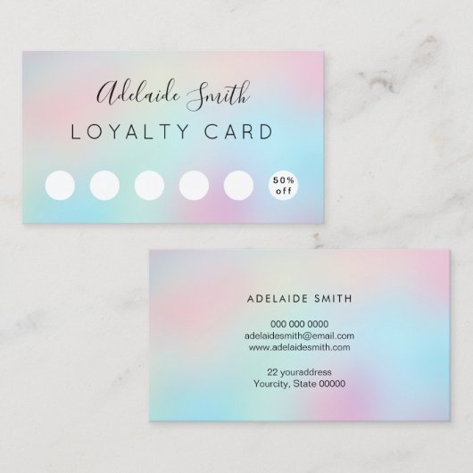Pastellfarben mit Kundenkarte Visitenkarte (Vorne/Hinten)