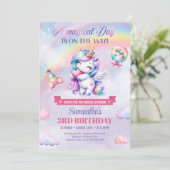 Pastellfarben mit Regenbogen und Herz Einladung (Stehend Vorderseite)